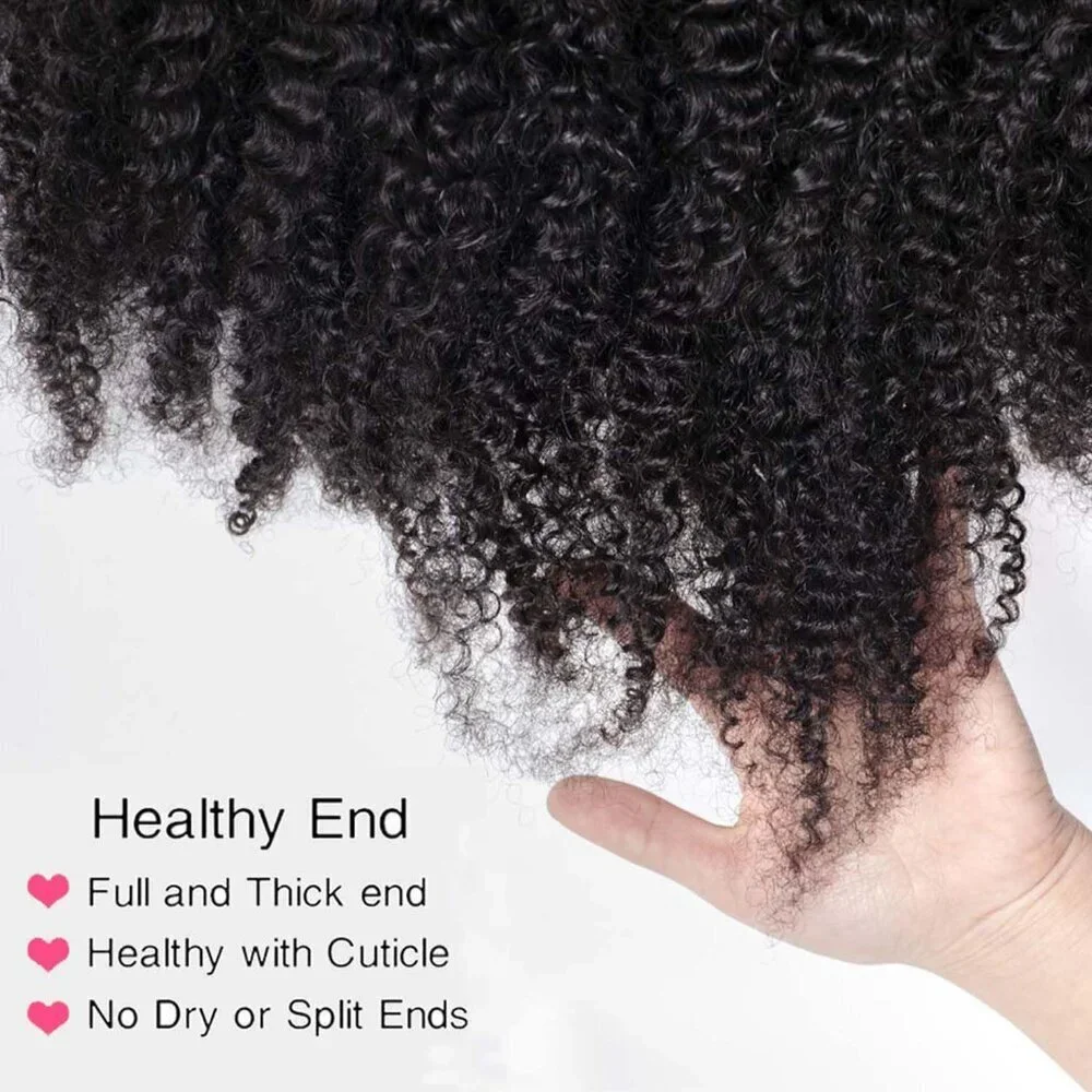 Kinky Curly Clip In Extensions Human Hair 14 Inch Natural Black 7Pcs
